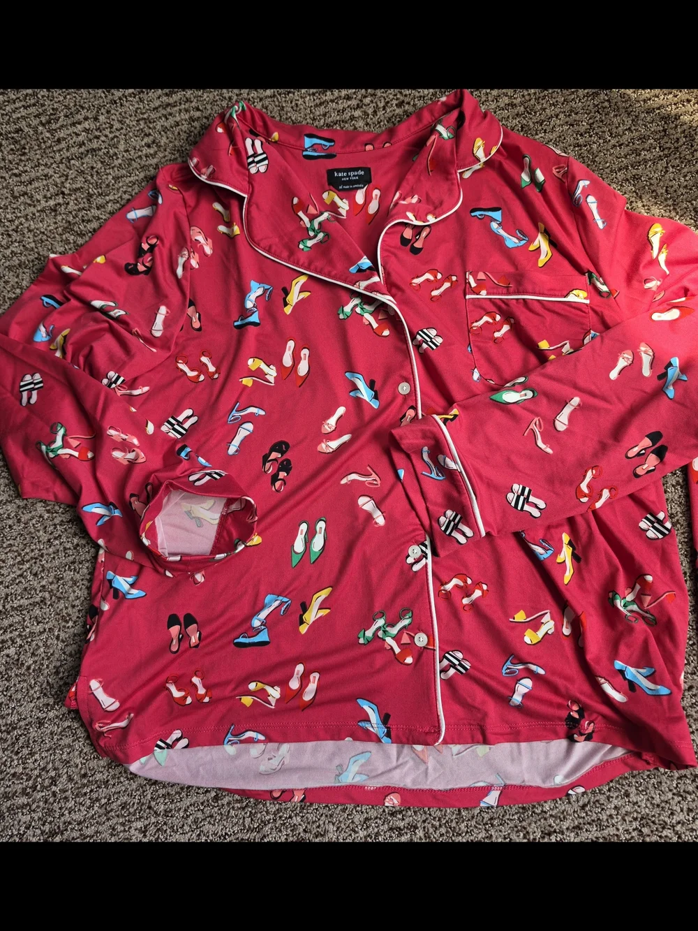 kate spade Bright Pink Shoe-Print Pajama Set